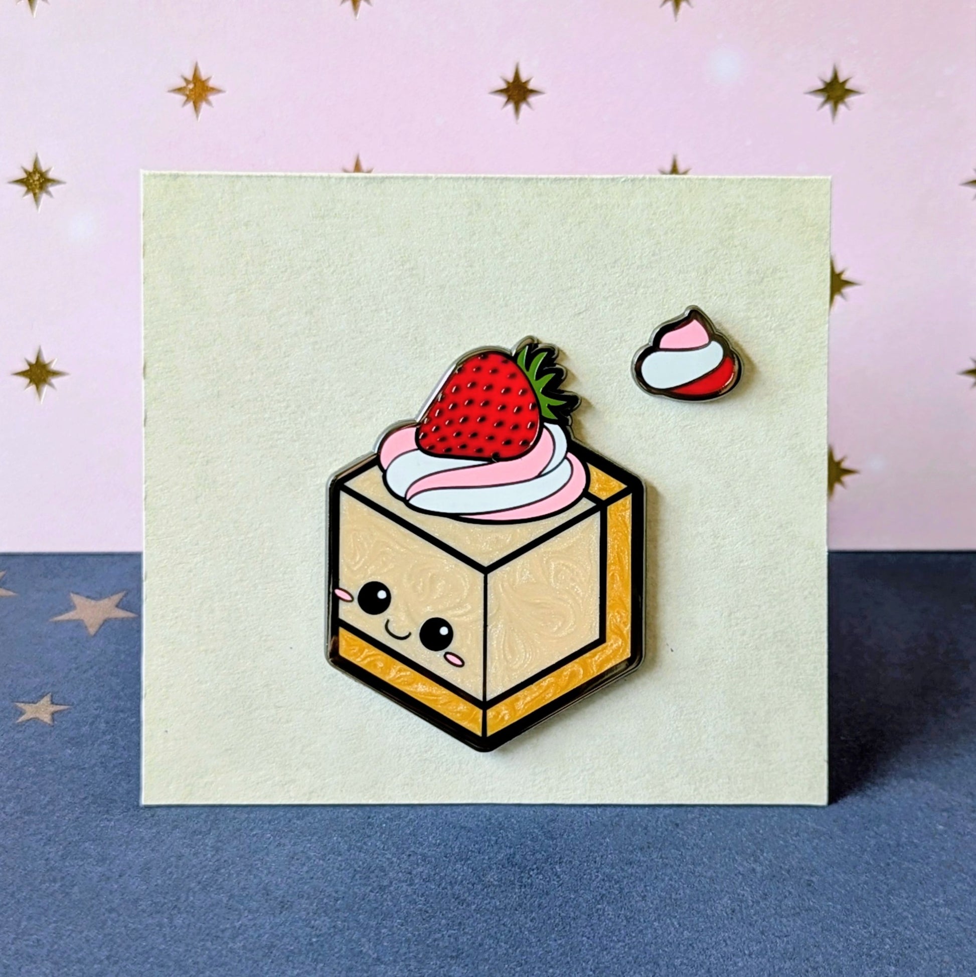 cheese cake and dollop enamel pins from cute cake club by carly k of mythic mgmt