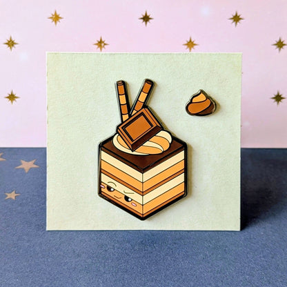 tiramisu cake and dollop enamel pins from cute cake club by carly k of mythic mgmt
